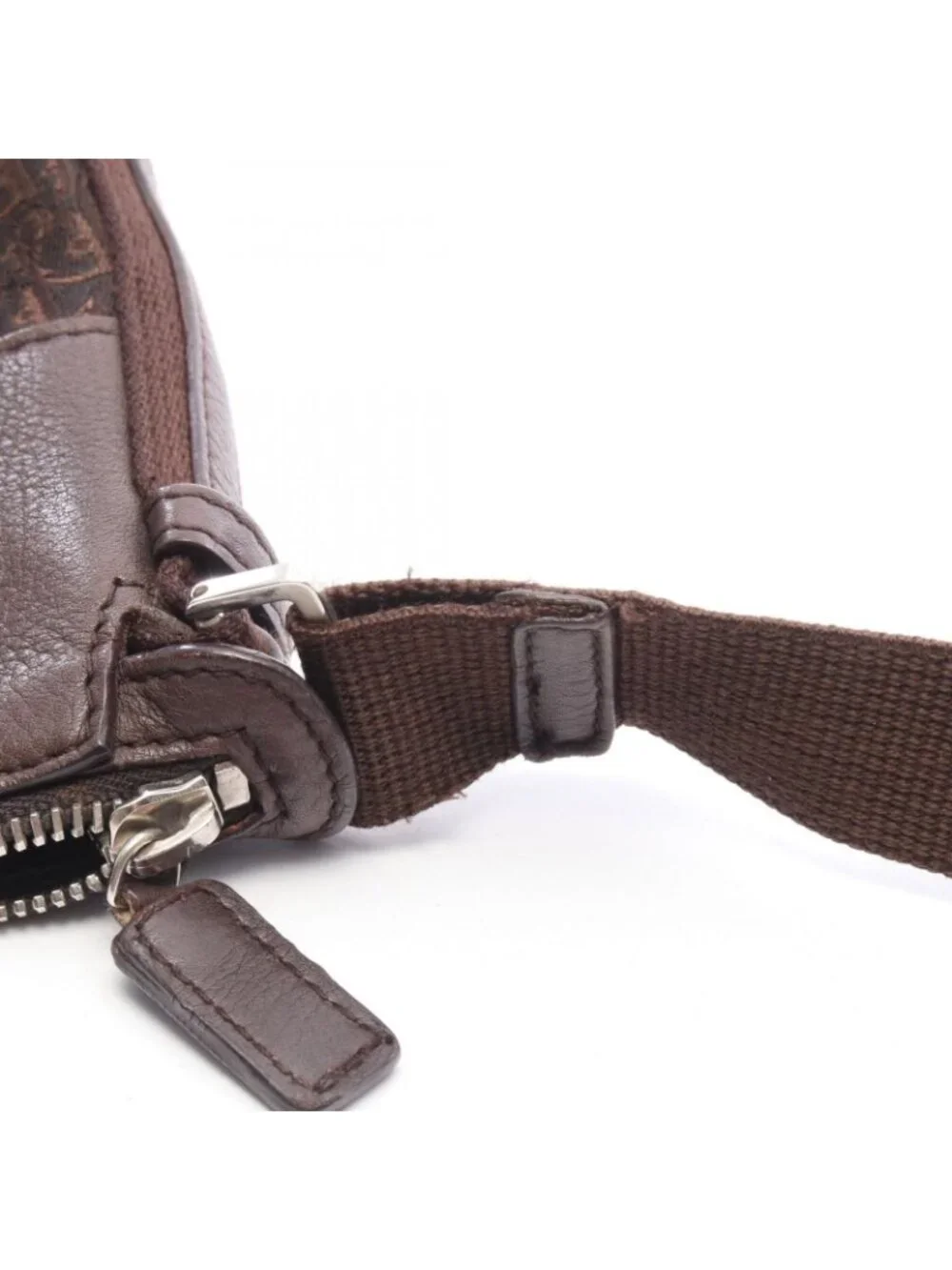 Dior Shoulder Bag Street Chic Trotter Dark Brown Canvas Leather